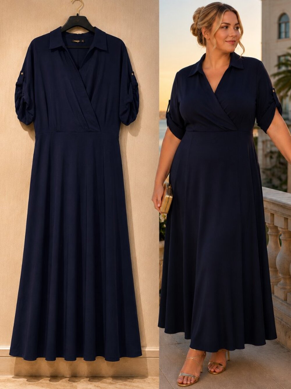 Lauren Ralph Lauren Navy Ruffle Maxi Dress 18 Wedding Cocktail Evening Formal